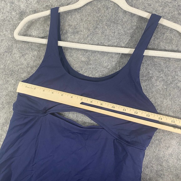 Athleta Tankini Top Small Navy Blue Mod Block Cutout Swim Tank - Picture 9 of 11